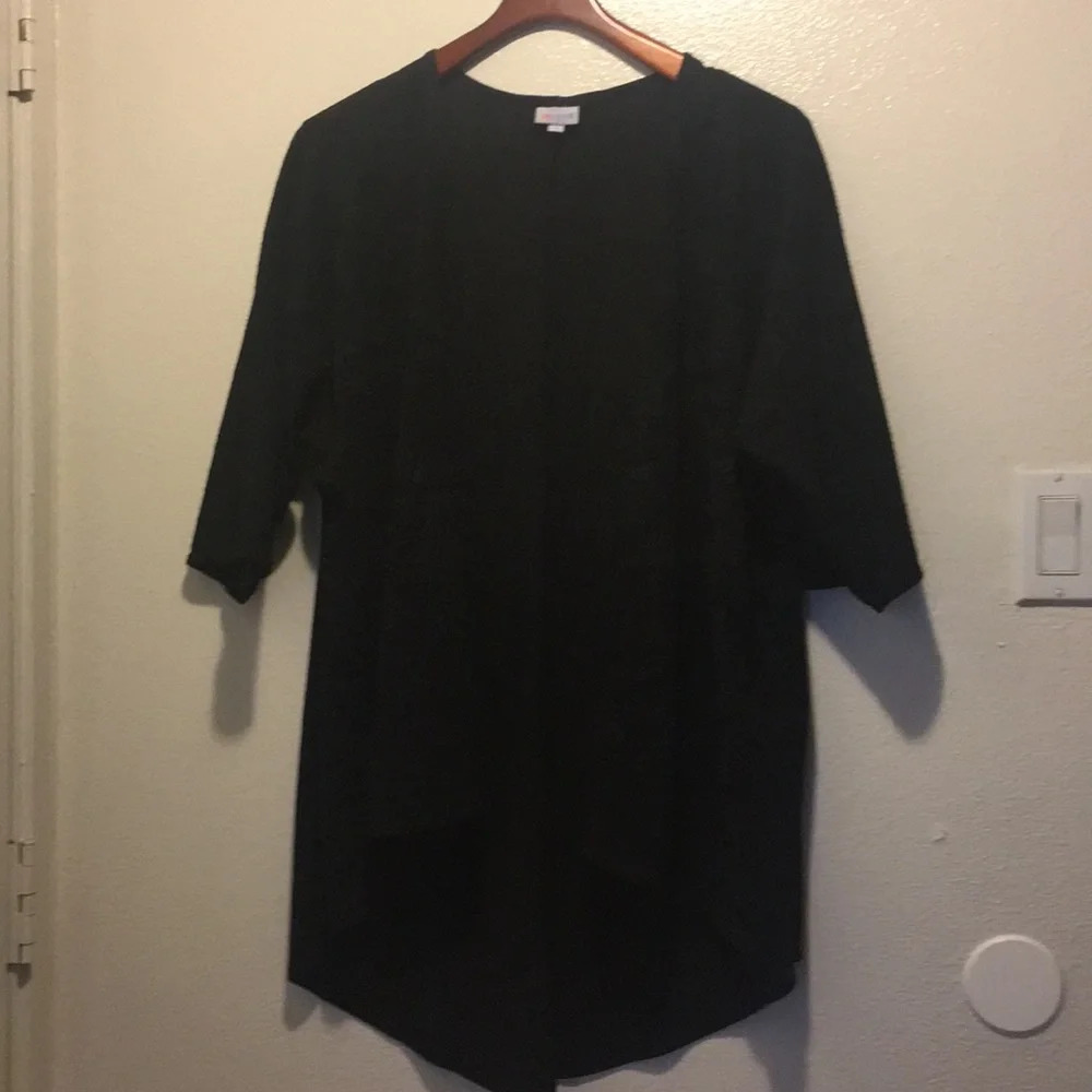 Lularoe Black Floral Elegant Collection Shirley Open Front Cardigan